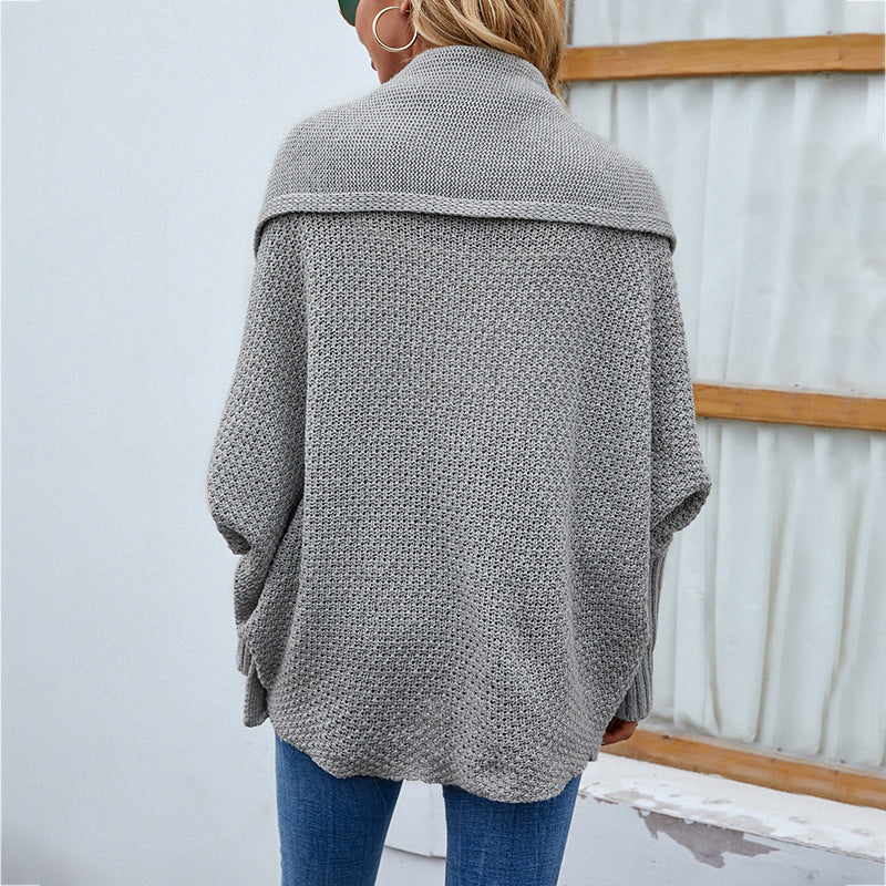 Knitted Cardigan Met Grote Kraag Voor Winter - Sara