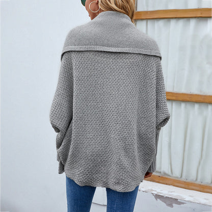 Knitted Cardigan Met Grote Kraag Voor Winter - Sara