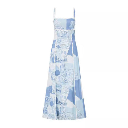 Sexy Blauw Lange Jurk Met Kant - Sophie