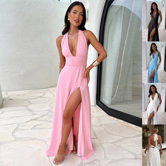 Elegante Maxi Jurk Met V-Hals - Julia