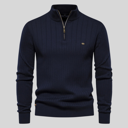 Heren ribbeltrui met spierpasvorm en luxe afwerking – Finsaro