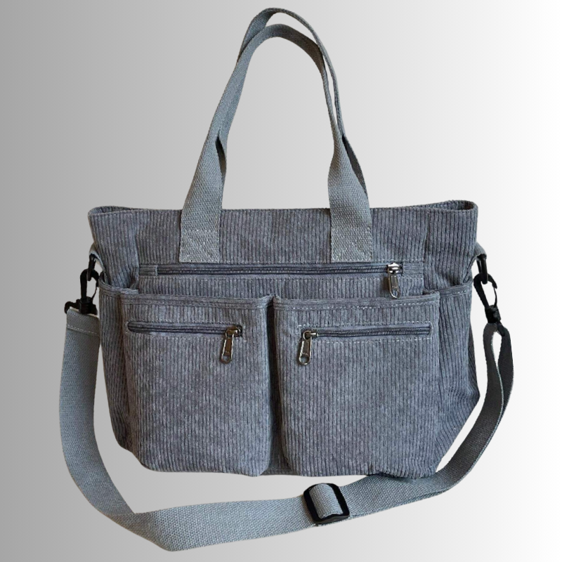 Corduroy schoudertas met laptopvak voor dames – Yulina
