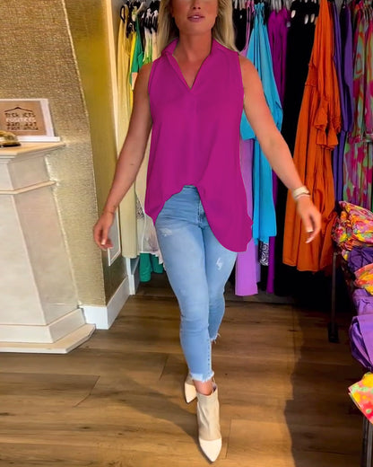 Dames top effen mouwloos zomer casual – Lureva