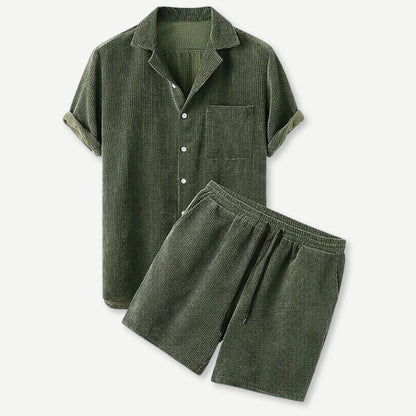 Casual Corduroy Shirt en Shorts Set voor Zomer – Lucas