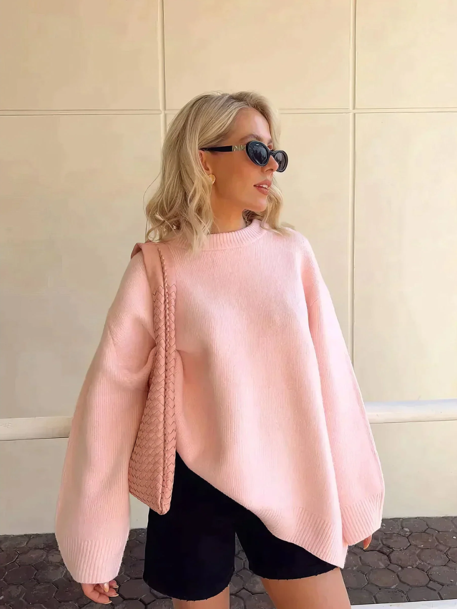 Oversized gebreide ronde hals trui voor dames – Elise