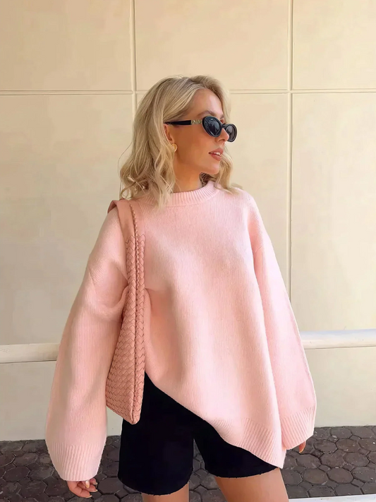 Oversized gebreide ronde hals trui voor dames – Elise