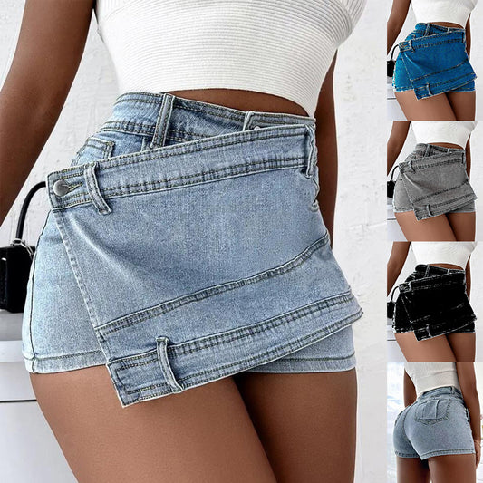 Hoge Taille Denim Skort Met Stijlvolle Details – Sophie