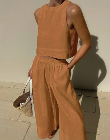 Tweedelige Dames Set Linnen Zomerlook Elegant – Seralyn