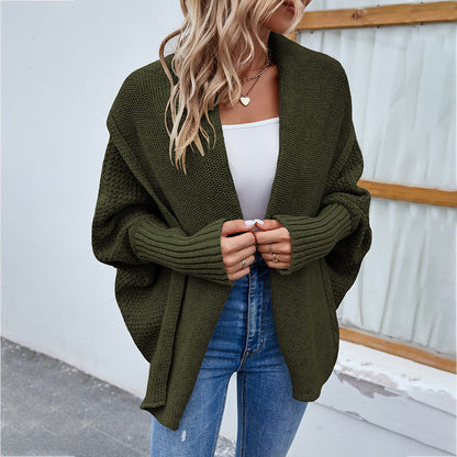 Knitted Cardigan Met Grote Kraag Voor Winter - Sara