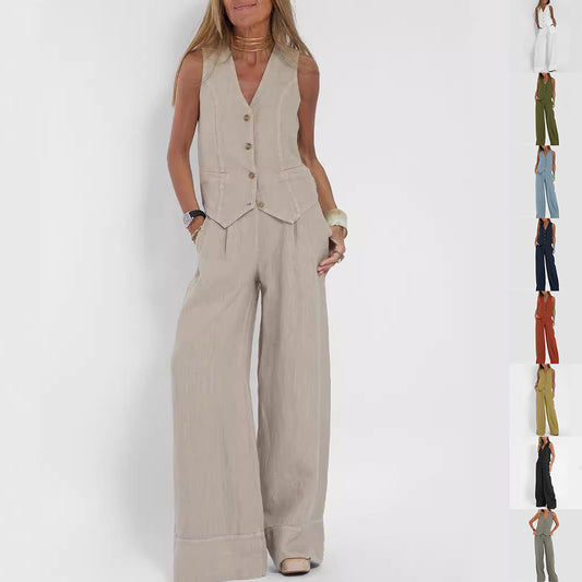 Stijlvolle Mouwloze Top Met Broek - Emma