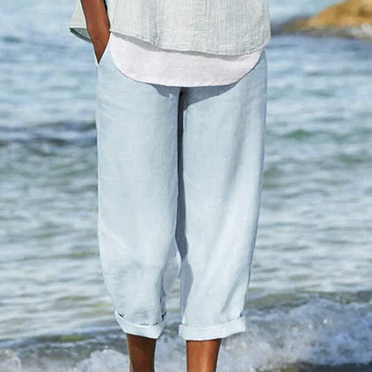 Luchtige cropped damesbroek met relaxte pasvorm – Clydel