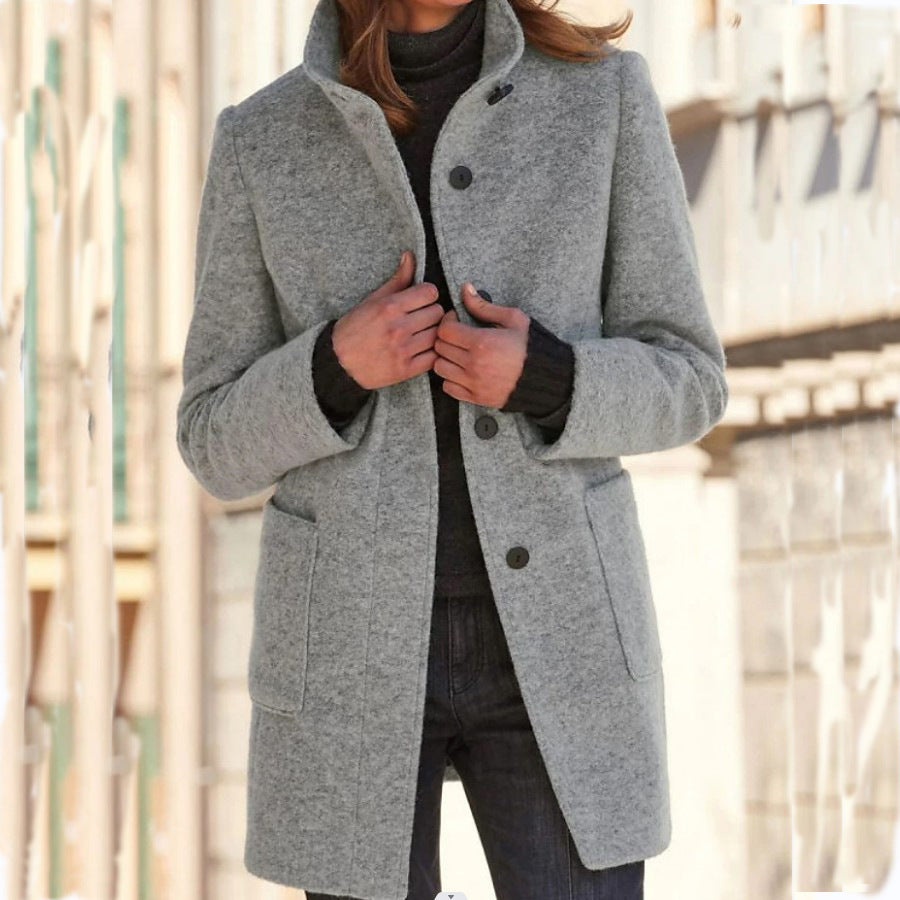 Slim-Fit Winterjas Met Lange Mouwen En Knoopsluiting - Lisa