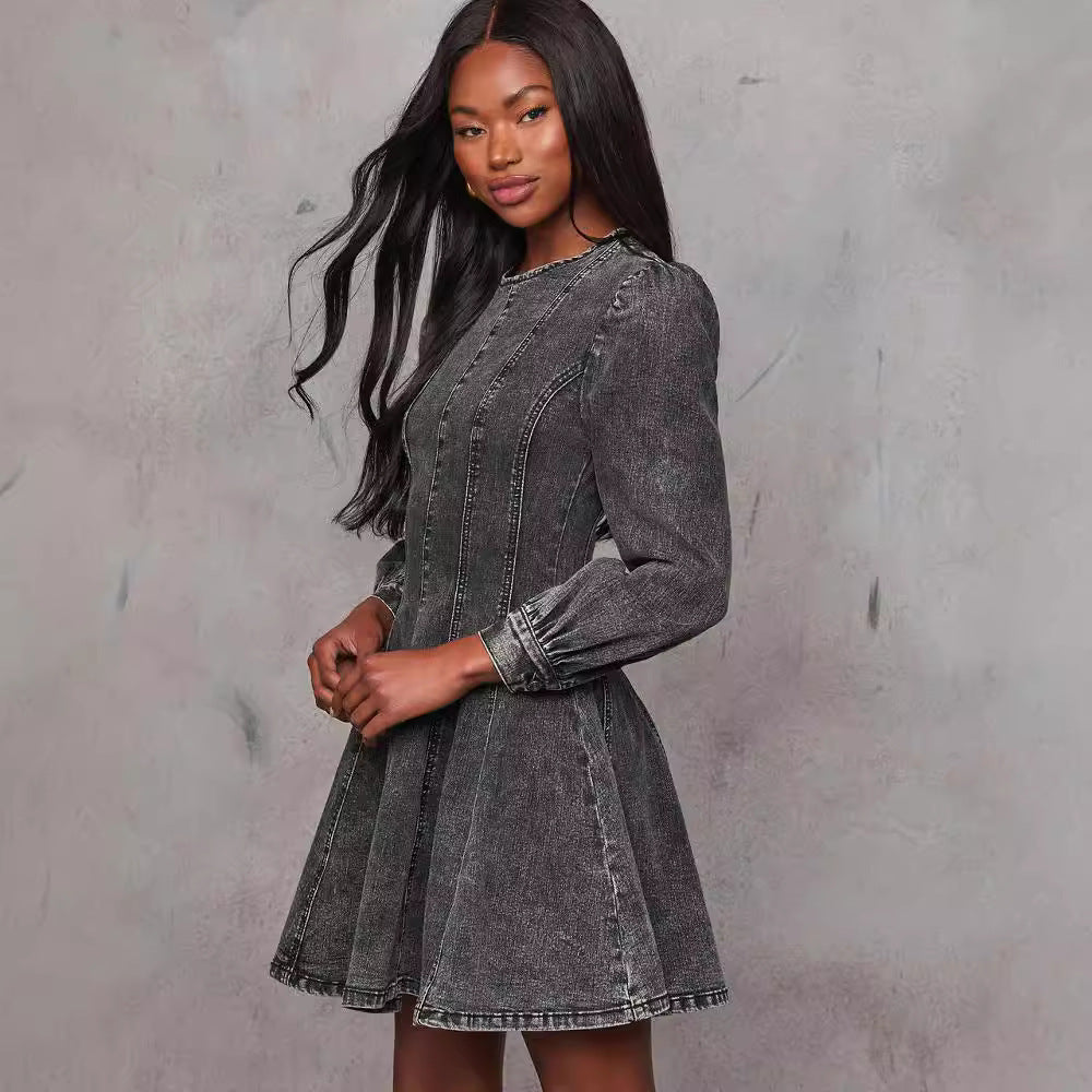 Vintage denim jurk dames met flatterende pasvorm – Renalya