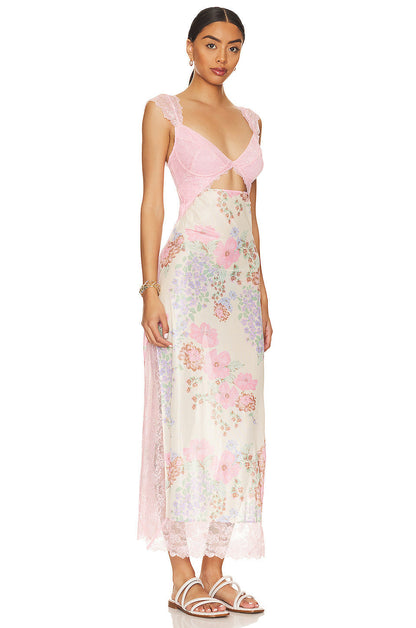 Maxi jurk met bloemenprint en open rug – Selena