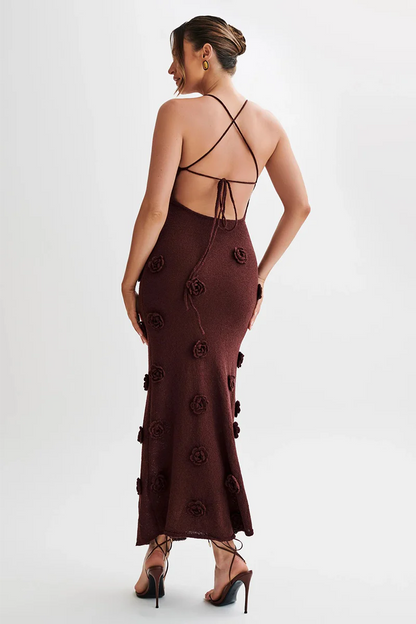 Gebreide maxi zomerjurk met open rug dames – Livia