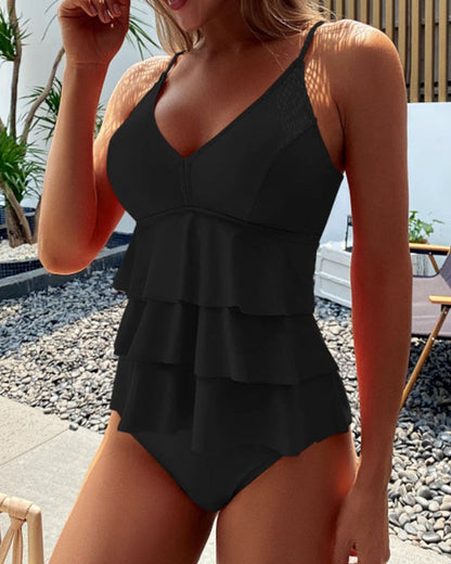 Badpak dames ruches eendelig elegant model – Liora