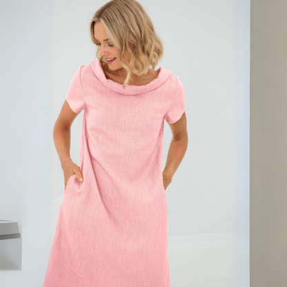 Linnen Katoenen Jurk Dames Elegant Tijdloos – Alina