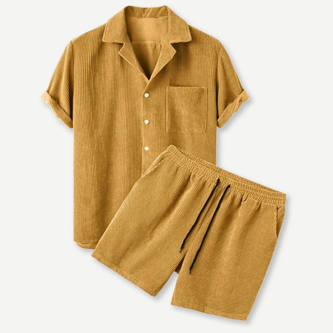 Casual Corduroy Shirt en Shorts Set voor Zomer – Lucas