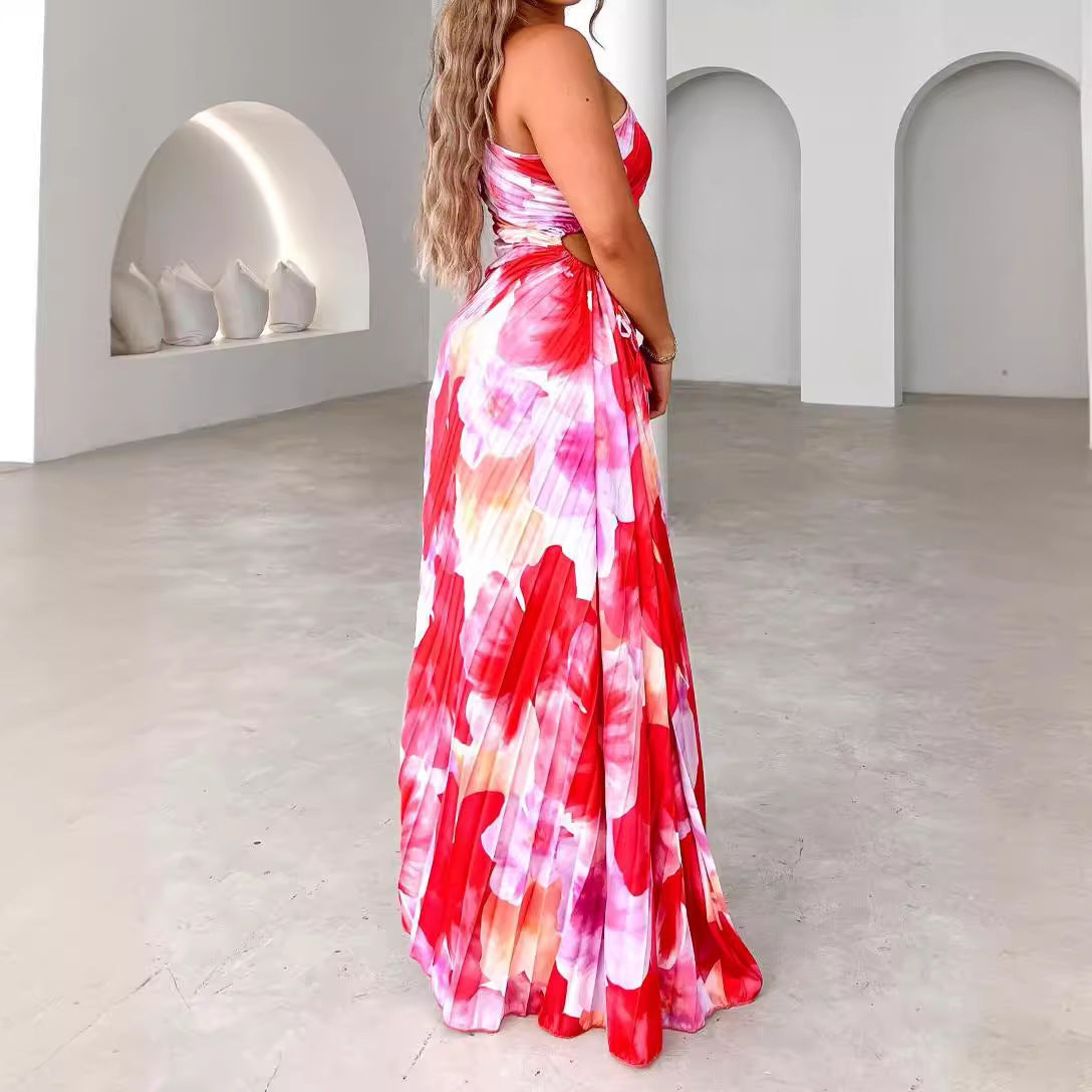 One-shoulder jurk met cut-out en ribstof – Liora