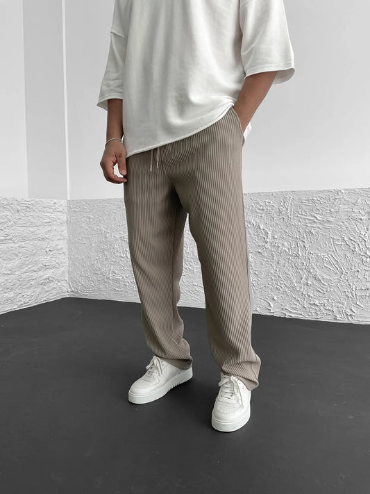 Geribbelde Herenbroek Spandex Comfort Stretch Fit – Nexoro