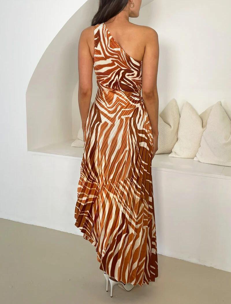 One-shoulder jurk met cut-out en ribstof – Liora