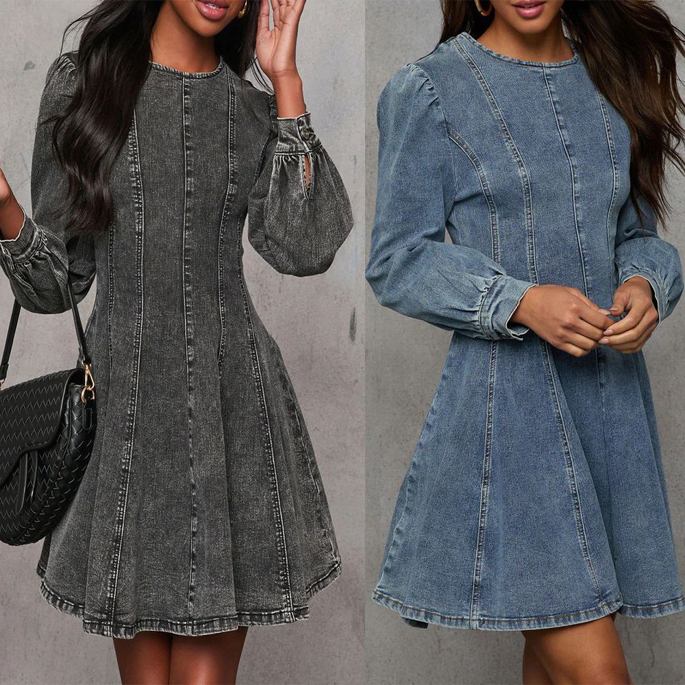 Vintage denim jurk dames met flatterende pasvorm – Renalya