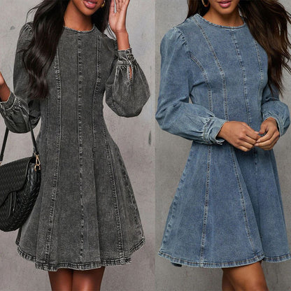 Vintage denim jurk dames met flatterende pasvorm – Renalya