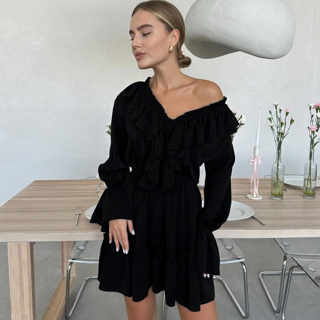 Elegante Korte Jurk Met Flare Mouwen - Anne