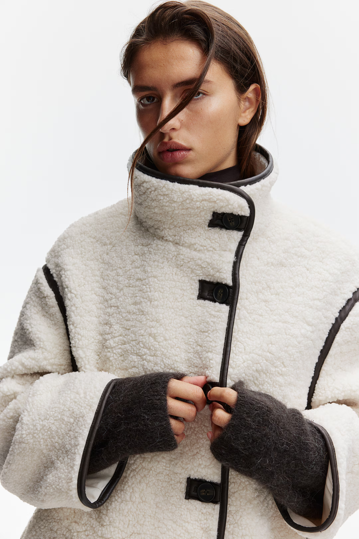 Sherpa Winterjas voor Dames met Contrasterende Biezen – Livora