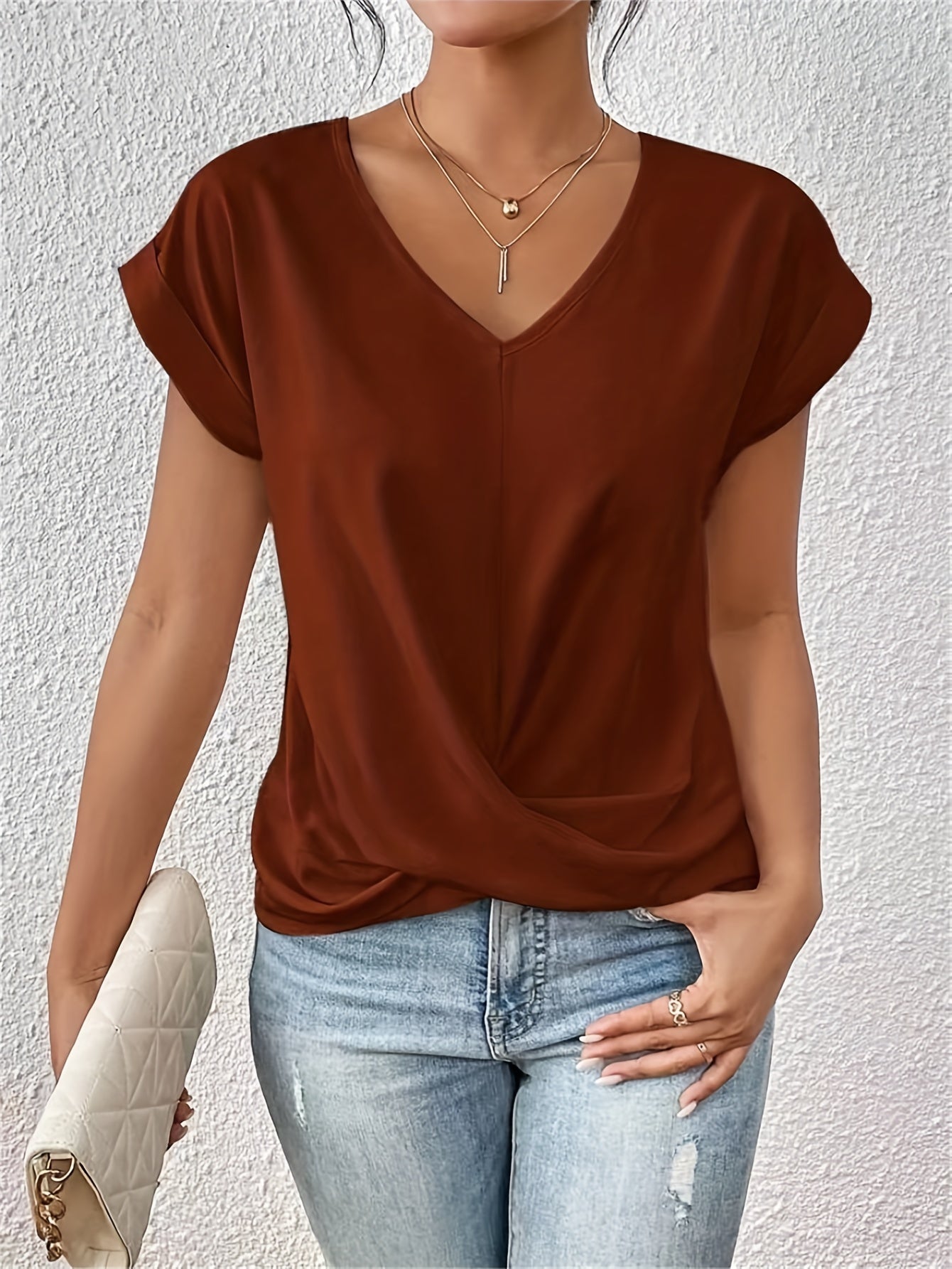 Sweetheart Hals T-shirt Zomer Casual Look – Liora