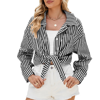 Losse Gestreepte Shirt Met Knopen Voor Vrouwen – Abby