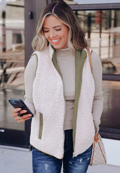 Zacht fleece vest met rits en zakken – Nova