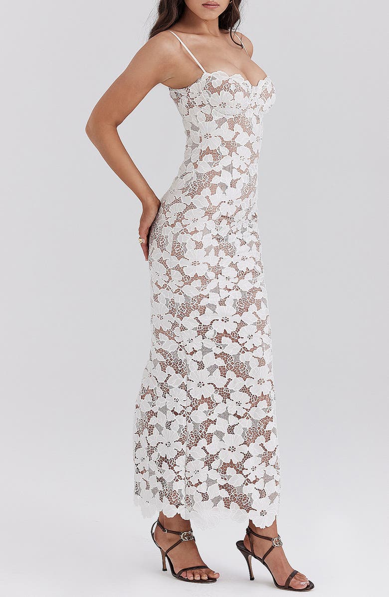 Luxe kanten maxi jurk met bloemenmotief – Leyla