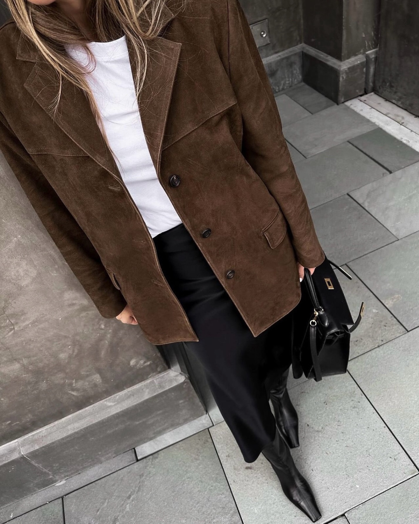 Vintage suède damesblazer met elegante pasvorm – Isabella