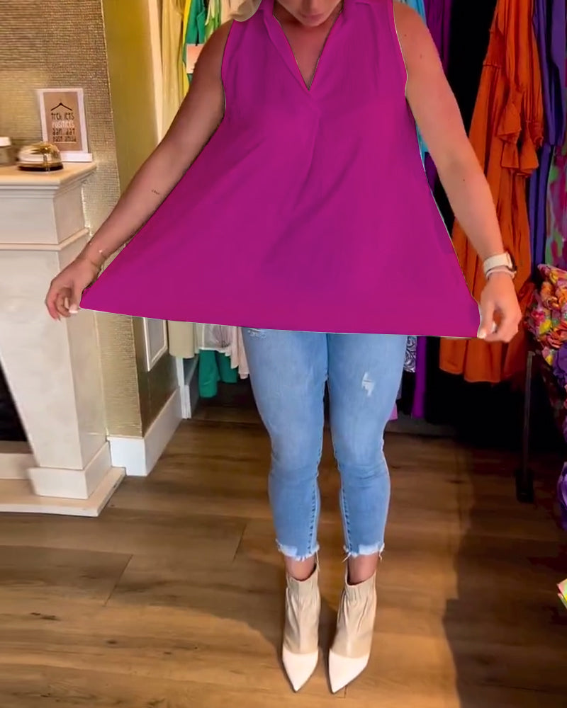 Dames top effen mouwloos zomer casual – Lureva