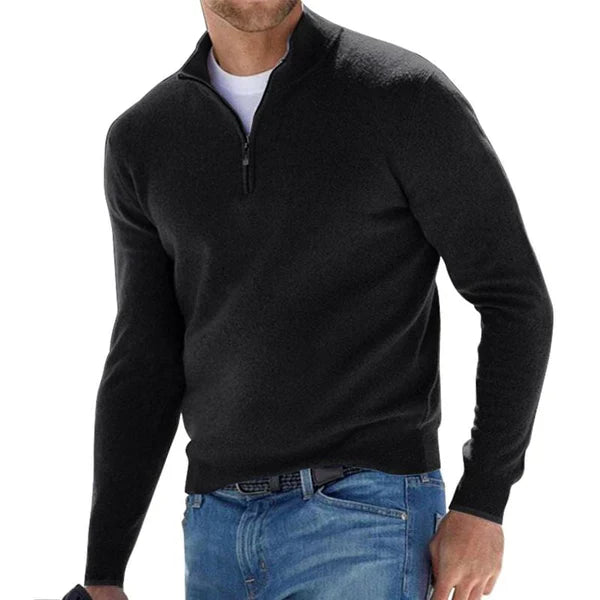 Half-Zip Sweater Zwart Comfortabel en Stijlvol – Norvik
