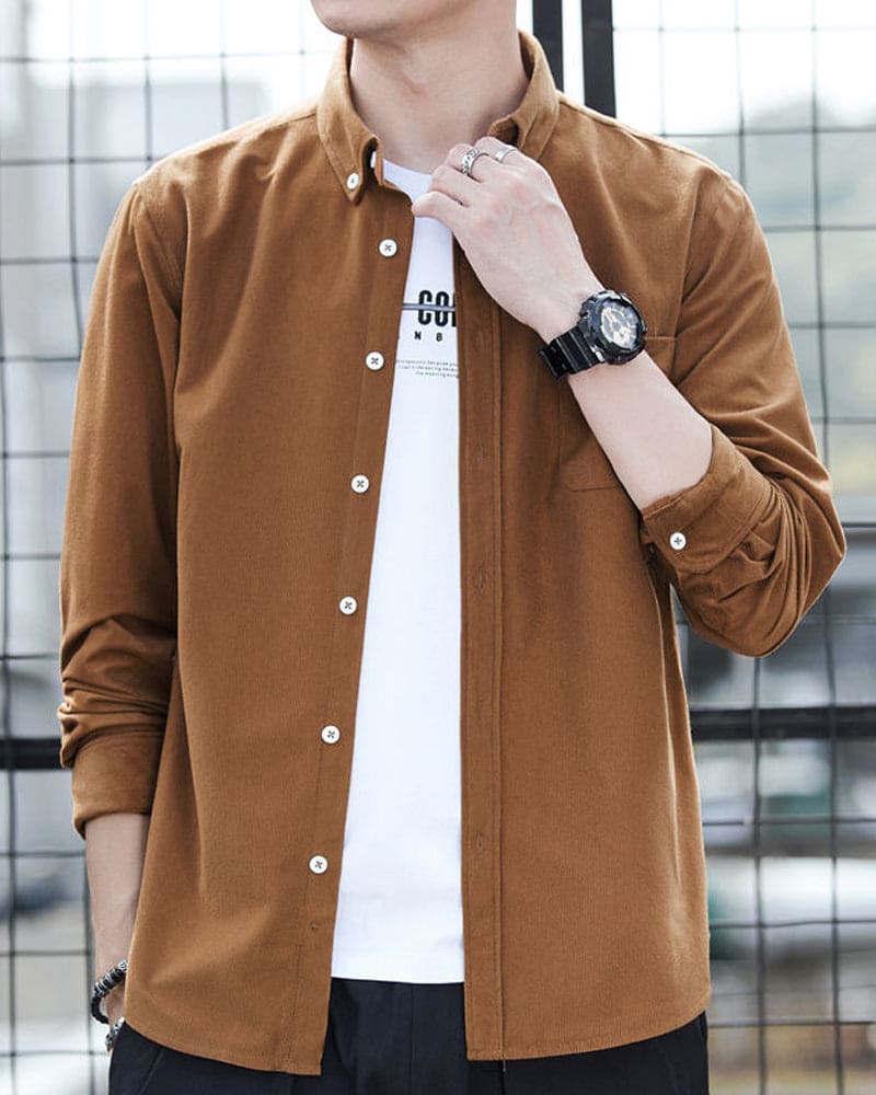 Heren Corduroy Overhemd Lange Mouwen Casual Stijl - Mark
