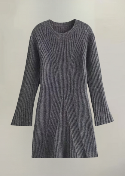 Gebreide mini jurk met uitlopende mouwen dames – Mila