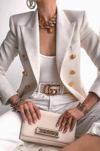 Dubbelrijige blazer met gouden knopen voor dames – Wanya