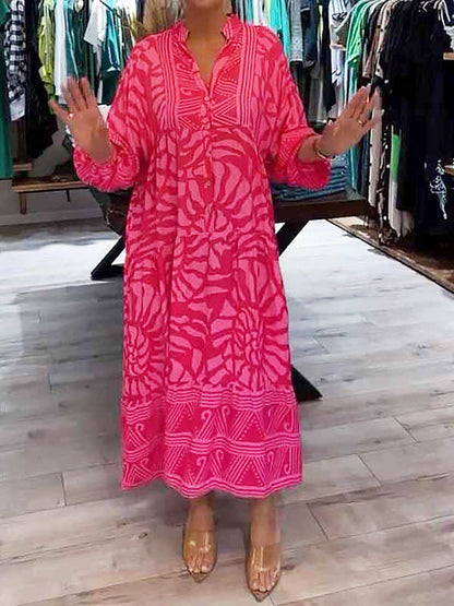 Zomerse V-Hals Jurk met Print en Comfort – Julie
