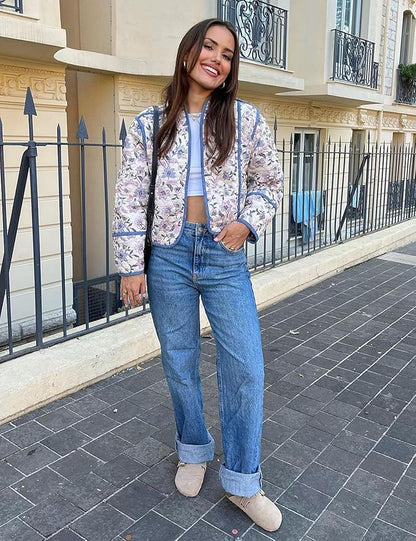Reversible Gewatteerd Damesjack met Bloemenprint – Léonie