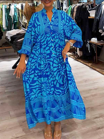 Zomerse V-Hals Jurk met Print en Comfort – Julie
