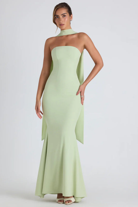 Bandeau avondjurk met sjaal en fishtail – Elina