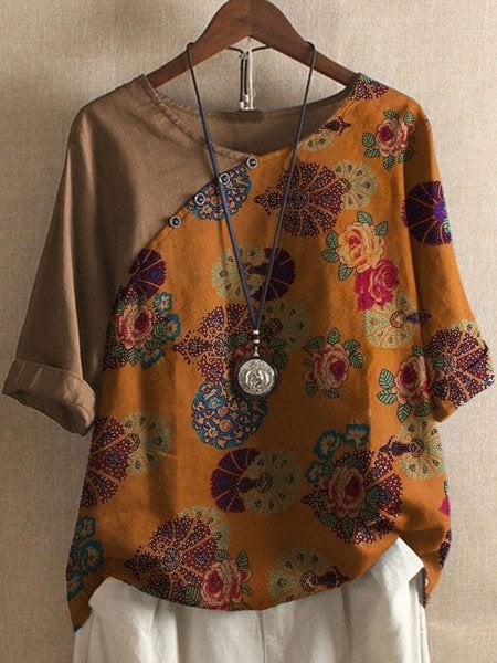 Zomerblouse Bloemenprint Losse Pasvorm Grote Maten – Felice