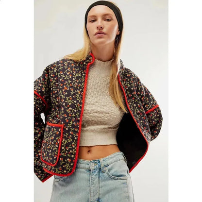 Gewatteerde oversized jas met print voor dames – Elif