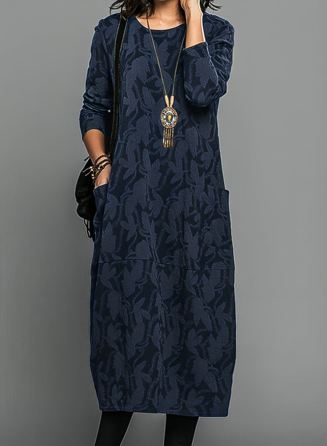Winterjurk dames casual elegant met zakken en print – Katja