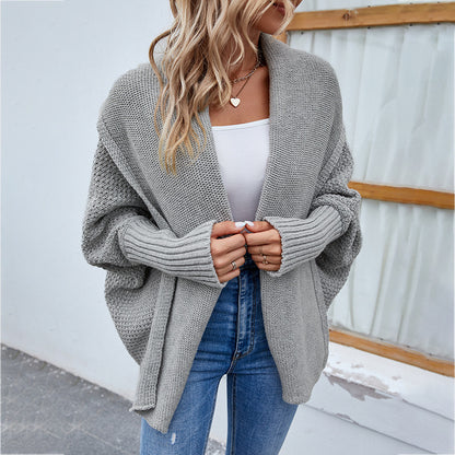 Knitted Cardigan Met Grote Kraag Voor Winter - Sara