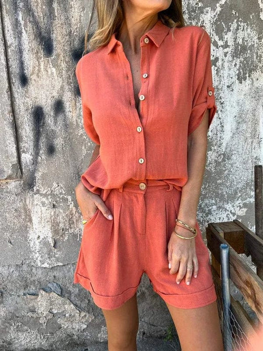 Linnen Katoenen Blouseset Dames Lente Zomer – Ferona