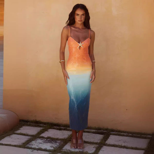 Midi Jurk - Ombre Sunset