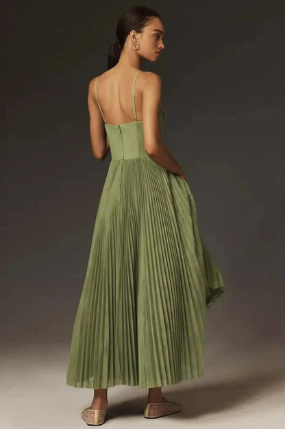 Tule midi-jurk met bustier en plissérok – Elise